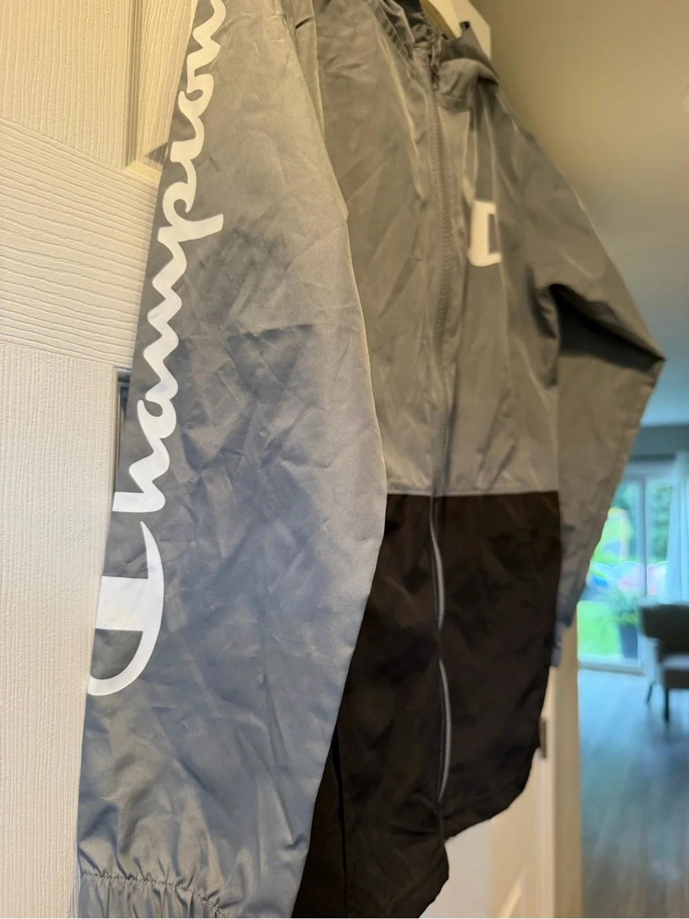 Champion Kids' Gray and Black Hooded Rain Jacket